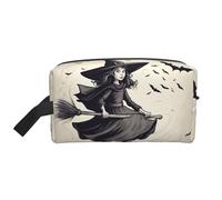 Lootpe Halloween Witch Flying 1 Print Makeup Bag, Portable Travel Makeup Pouch, Toiletry Organizer, Large Make Up Bag For Women