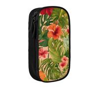 Lootpe Hojas Tropicales Y Flores Print Pencil Case,Storage Bag, Large Capacity Pencil Box, Portable Office Pen Bag With Zipper