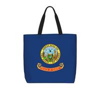 Lootpe Idaho State Flag Print Tote Bag For Women, Work Handbags, Large Capacity Casual Shoulder Handbags, For Travel Gym