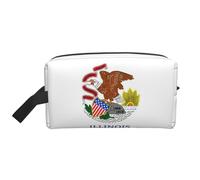 Lootpe Illinois State Flag Print Makeup Bag, Portable Travel Makeup Pouch, Toiletry Organizer, Large Make Up Bag For Women