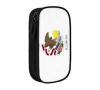 Lootpe Illinois State Flag Print Pencil Case,Storage Bag, Large Capacity Pencil Box, Portable Office Pen Bag With Zipper