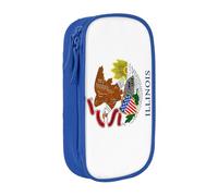 Lootpe Illinois State Flag Print Pencil Case,Storage Bag, Large Capacity Pencil Box, Portable Office Pen Bag With Zipper