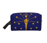 Lootpe Indiana State Flag Print Makeup Bag, Portable Travel Makeup Pouch, Toiletry Organizer, Large Make Up Bag For Women