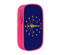 Lootpe Indiana State Flag Print Pencil Case,Storage Bag, Large Capacity Pencil Box, Portable Office Pen Bag With Zipper