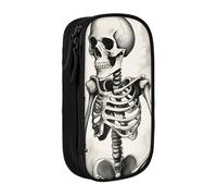 Lootpe Interesting Skeleton Print Pencil Case,Storage Bag, Large Capacity Pencil Box, Portable Office Pen Bag With Zipper
