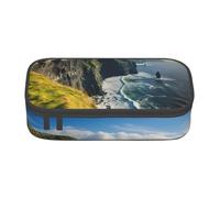 lootpe Ireland Outdoors County Clare The Cliffs Print Large Capacity Pencil Pouch, Office Stationery Organizer, Portable Pen Bag For Office