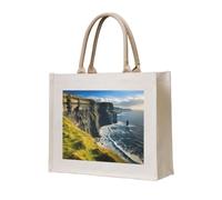 lootpe Ireland Outdoors County Clare The Cliffs Print Tote Bag, Personalized Present Bag, Canvas Beach Travel Bag, Shopping Bags, Gift For Women Mom