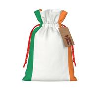 Lootpe Irish Flag Print Large Christmas Gift Bags,Reusable Holiday Bags For Gifts,Drawstrings Burlap Goody Gift Bags