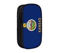 Lootpe Kansas State Flag Print Pencil Case,Storage Bag, Large Capacity Pencil Box, Portable Office Pen Bag With Zipper