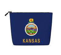 lootpe Kansas State Flag Print Travel Makeup Bag, Large Capacity Cosmetic Bags For Women, Portable Cosmetic Bag, Toiletry Bag