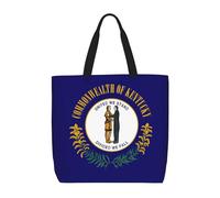 Lootpe Kentucky State Flag Print Tote Bag For Women, Work Handbags, Large Capacity Casual Shoulder Handbags, For Travel Gym