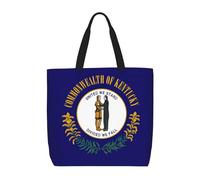 Lootpe Kentucky State Flag Print Tote Bag For Women, Work Handbags, Large Capacity Casual Shoulder Handbags, For Travel Gym