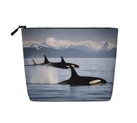 lootpe Killer Whales Swim Along Print Travel Makeup Bag, Large Capacity Cosmetic Bags For Women, Portable Cosmetic Bag, Toiletry Bag