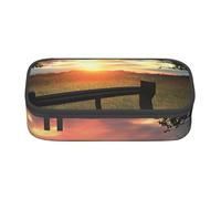 lootpe Lonely Bench Sunset Print Large Capacity Pencil Pouch, Office Stationery Organizer, Portable Pen Bag For Office