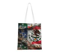 lootpe Mexican American Flag Print Aesthetic Canvas Tote Bag, Lightweight Tote Bag, Reusable Grocery Bags, For Shopping Gym Work