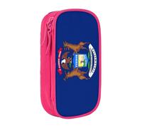 Lootpe Michigan State Flag Print Pencil Case,Storage Bag, Large Capacity Pencil Box, Portable Office Pen Bag With Zipper