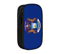 Lootpe Michigan State Flag Print Pencil Case,Storage Bag, Large Capacity Pencil Box, Portable Office Pen Bag With Zipper