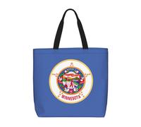Lootpe Minnesota State Flag Print Tote Bag For Women, Work Handbags, Large Capacity Casual Shoulder Handbags, For Travel Gym