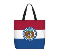 Lootpe Missouri State Flag Print Tote Bag For Women, Work Handbags, Large Capacity Casual Shoulder Handbags, For Travel Gym