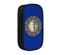 Lootpe New Hampshire State Flag Print Pencil Case,Storage Bag, Large Capacity Pencil Box, Portable Office Pen Bag With Zipper