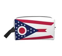 Lootpe Ohio State Flag Print Makeup Bag, Portable Travel Makeup Pouch, Toiletry Organizer, Large Make Up Bag For Women