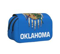 lootpe Oklahoma State Flag Print Large Capacity Pencil Case,Marker Pouch, Stationery Organizer Pouch,Portable Office Pen Bag