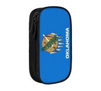 Lootpe Oklahoma State Flag Print Pencil Case,Storage Bag, Large Capacity Pencil Box, Portable Office Pen Bag With Zipper