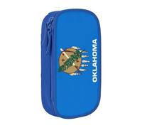 Lootpe Oklahoma State Flag Print Pencil Case,Storage Bag, Large Capacity Pencil Box, Portable Office Pen Bag With Zipper