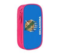 Lootpe Oklahoma State Flag Print Pencil Case,Storage Bag, Large Capacity Pencil Box, Portable Office Pen Bag With Zipper