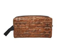 Lootpe Old Brick Wall Print Makeup Bag, Portable Travel Makeup Pouch, Toiletry Organizer, Large Make Up Bag For Women