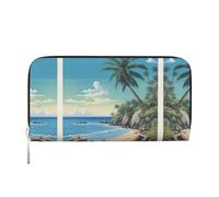 lootpe Palm Tree Rocky Shore Print Womens Wallet, Ladies Credit Card Holder, Phone Wallet Purses, Long Clutch Hand Bag