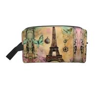 Lootpe Paris Eiffel Tower Print Makeup Bag, Portable Travel Makeup Pouch, Toiletry Organizer, Large Make Up Bag For Women