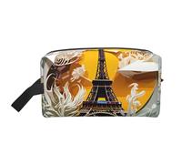 Lootpe Paris Eiffel Tower Print Makeup Bag, Portable Travel Makeup Pouch, Toiletry Organizer, Large Make Up Bag For Women