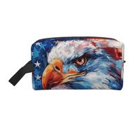 Lootpe Patriotic Eagle Print Makeup Bag, Portable Travel Makeup Pouch, Toiletry Organizer, Large Make Up Bag For Women