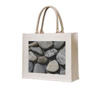 lootpe Pebble Stone Pattern Print Tote Bag, Personalized Present Bag, Canvas Beach Travel Bag, Shopping Bags, Gift For Women Mom