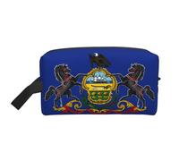 Lootpe Pennsylvania State Flag Print Makeup Bag, Portable Travel Makeup Pouch, Toiletry Organizer, Large Make Up Bag For Women