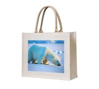 lootpe Polar Bear Print Tote Bag, Personalized Present Bag, Canvas Beach Travel Bag, Shopping Bags, Gift For Women Mom