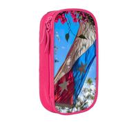 Lootpe Puerto Rico Flag Print Pencil Case,Storage Bag, Large Capacity Pencil Box, Portable Office Pen Bag With Zipper