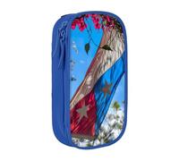 Lootpe Puerto Rico Flag Print Pencil Case,Storage Bag, Large Capacity Pencil Box, Portable Office Pen Bag With Zipper