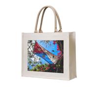 lootpe Puerto Rico Flag Print Tote Bag, Personalized Present Bag, Canvas Beach Travel Bag, Shopping Bags, Gift For Women Mom