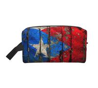 Lootpe Puerto Rico Wallpaper Flag Print Makeup Bag, Portable Travel Makeup Pouch, Toiletry Organizer, Large Make Up Bag For Women