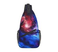 lootpe Red Blue Galaxy Print Daily Crossbody Sling Bag, Shoulder Backpack Chest Bag Daypacks, For Outdoor Travel Casual