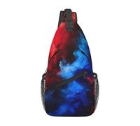 lootpe Red Blue Galaxy Print Daily Crossbody Sling Bag, Shoulder Backpack Chest Bag Daypacks, For Outdoor Travel Casual