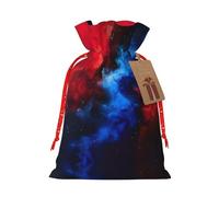 Lootpe Red Blue Galaxy Print Large Christmas Gift Bags,Reusable Holiday Bags For Gifts,Drawstrings Burlap Goody Gift Bags