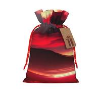 Lootpe Red Sky At Night Starry Print Large Christmas Gift Bags,Reusable Holiday Bags For Gifts,Drawstrings Burlap Goody Gift Bags