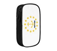 Lootpe Rhode Island State Flag Print Pencil Case,Storage Bag, Large Capacity Pencil Box, Portable Office Pen Bag With Zipper