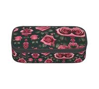 lootpe Rose Skull Eyes Print Large Capacity Pencil Pouch, Office Stationery Organizer, Portable Pen Bag For Office