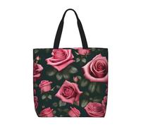 Lootpe Rose Skull Eyes Print Tote Bag For Women, Work Handbags, Large Capacity Casual Shoulder Handbags, For Travel Gym