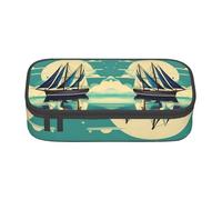 lootpe Sailboat Ship Landscape Print Large Capacity Pencil Pouch, Office Stationery Organizer, Portable Pen Bag For Office