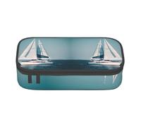 lootpe Sailboat Ship Landscape Print Large Capacity Pencil Pouch, Office Stationery Organizer, Portable Pen Bag For Office